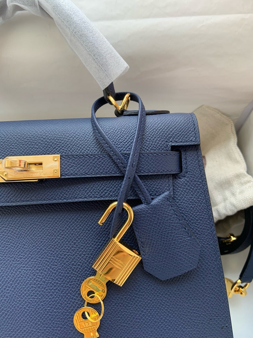 HERM Kelly, 25cm, Deep Blue, Epsom