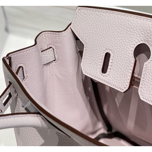 HERM Birkin 25cm Bag In Mauve Pale Clemence Leather PHW