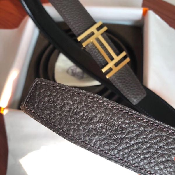 HERM H Au Carre Belt Buckle & Cafe 32mm Strap