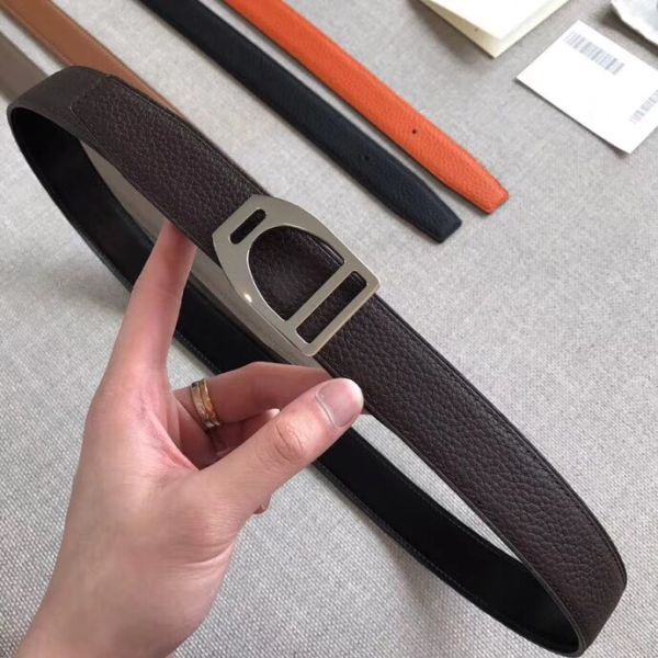 HERM Etrier Buckle Belt & Chocolate Clemence 32 MM Strap
