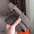 HERM H d'Ancre Reversible Belt In Grey/Noir Leather
