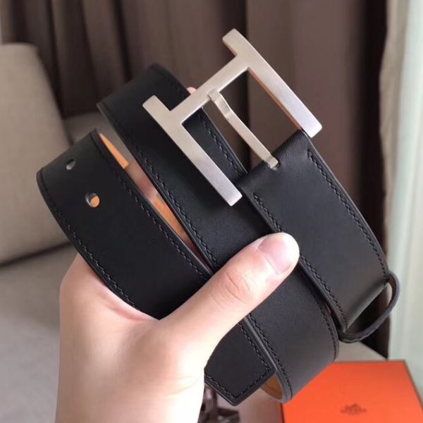 HERM James 35MM Belt In Black Box Calfskin