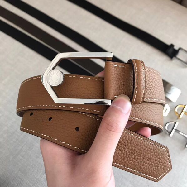 HERM Brown Licol 40 MM Reversible Leather Belt