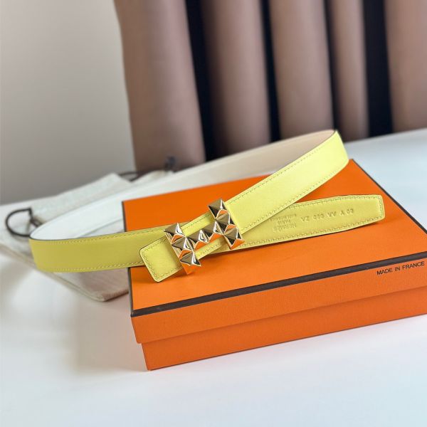 HERM H Medor Reversible Belt 24MM in White Epsom Leather