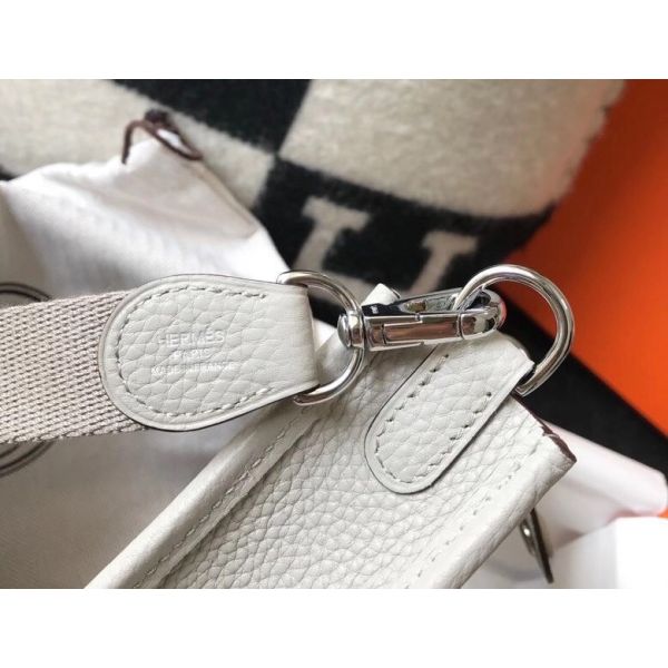 HERM Evelyne III TPM Bag In Pearl Grey Clemence Leather