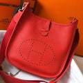 HERM Evelyne III 29 PM Bag In Red Clemence Leather