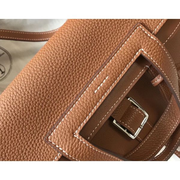 HERM Halzan 31cm Bag In Gold Clemence Leather