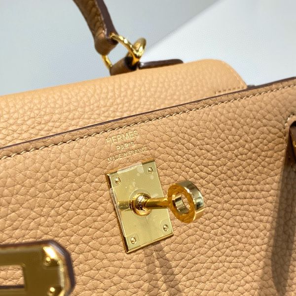 HERM Kelly 20cm Bag In Chai Clemence Leather GHW