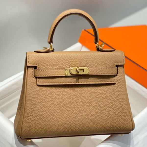 HERM Kelly 20cm Bag In Chai Clemence Leather GHW