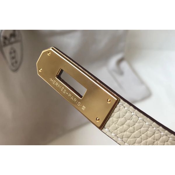 HERM Kelly 25cm Retourne Bag In Craie Clemence Leather