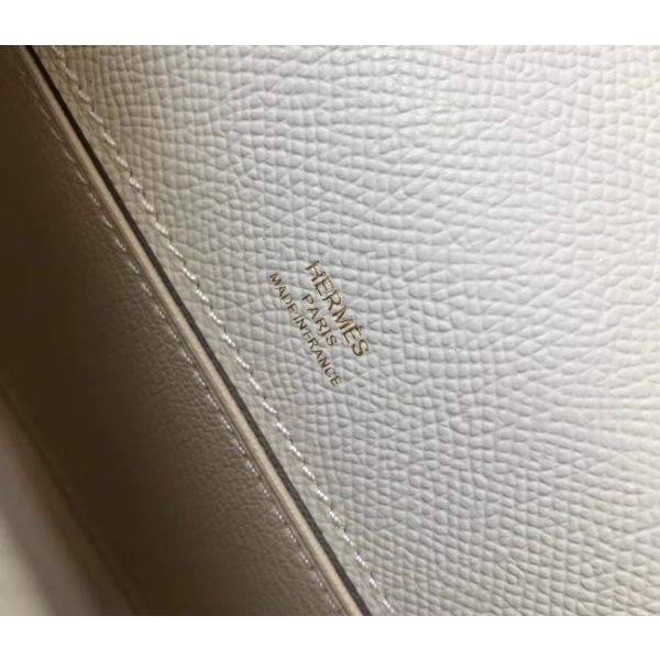 HERM Kelly Pochette Bag In White Epsom Leather