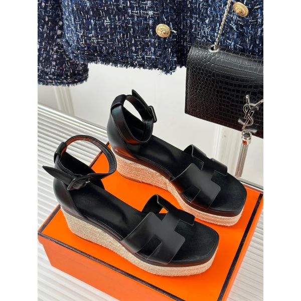 HERM Elda Espadrilles in Black Leather