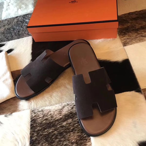 HERM Izmir Sandals In Chocolate Suede Leather