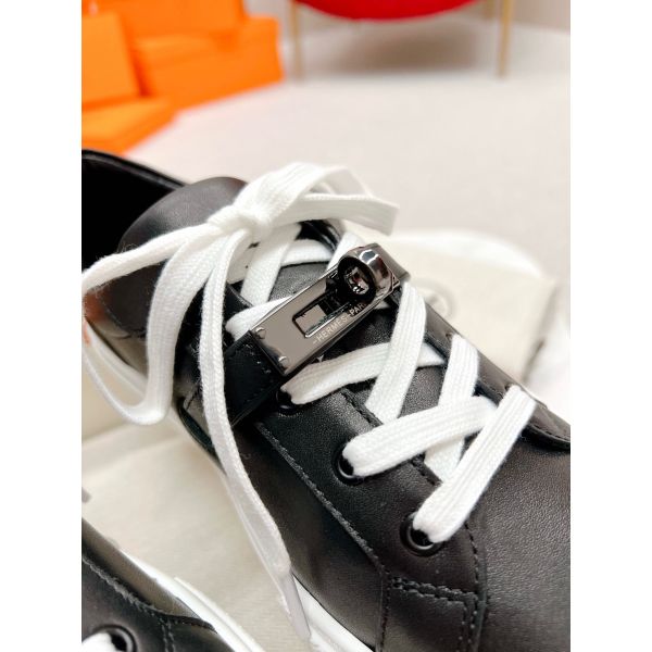 HERM Men's Day Sneakers in Black Leather
