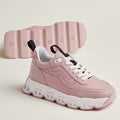 HERM Women's Impulse Sneakers in Pink Fabric and Leather