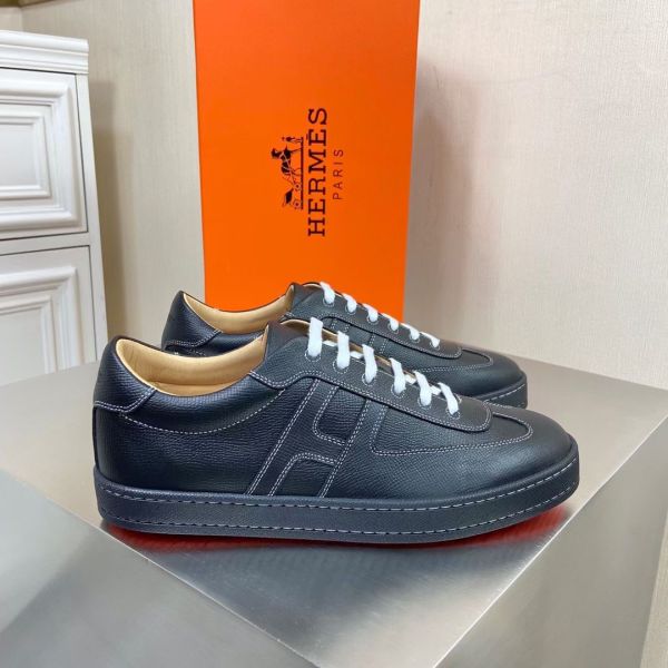 HERM Boomerang Sneakers In Black Epsom Leather