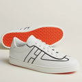HERM Boomerang Sneakers In White Epsom Calfskin