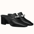 HERM Blossom Mules 60mm In Black Goatskin