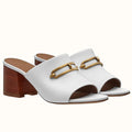 HERM Camilla Mules 60MM In White Calfskin