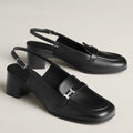 HERM Infinie 50 Slingback Pumps in Black Leather