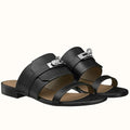 HERM Avenue Sandals In Black Calfskin