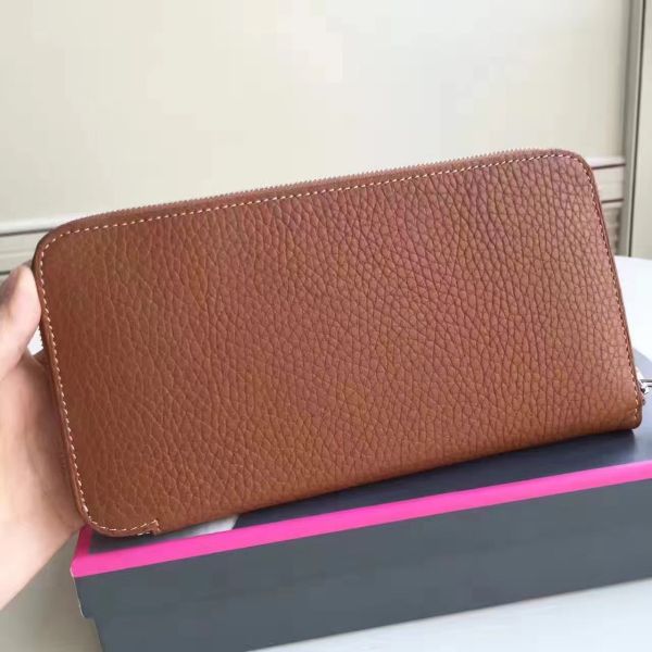 HERM Brown Clemence Azap Zipped Wallet