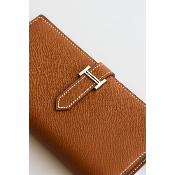 HERM Bearn Long Handmade Wallet in Gold Epsom Calfskin