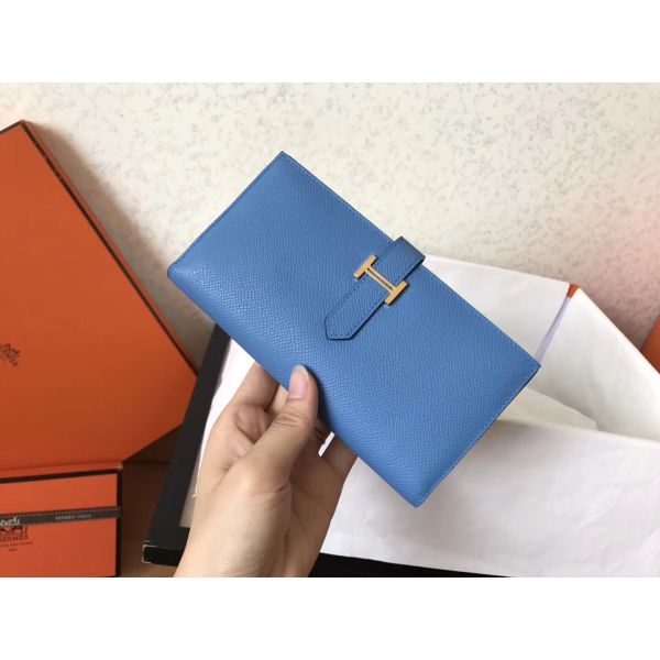 HERM Blue Jean Epsom Bearn Gusset Wallet