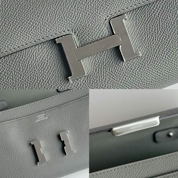 HERM Constance To Go Wallet in Gris Meyer Epsom Calfskin